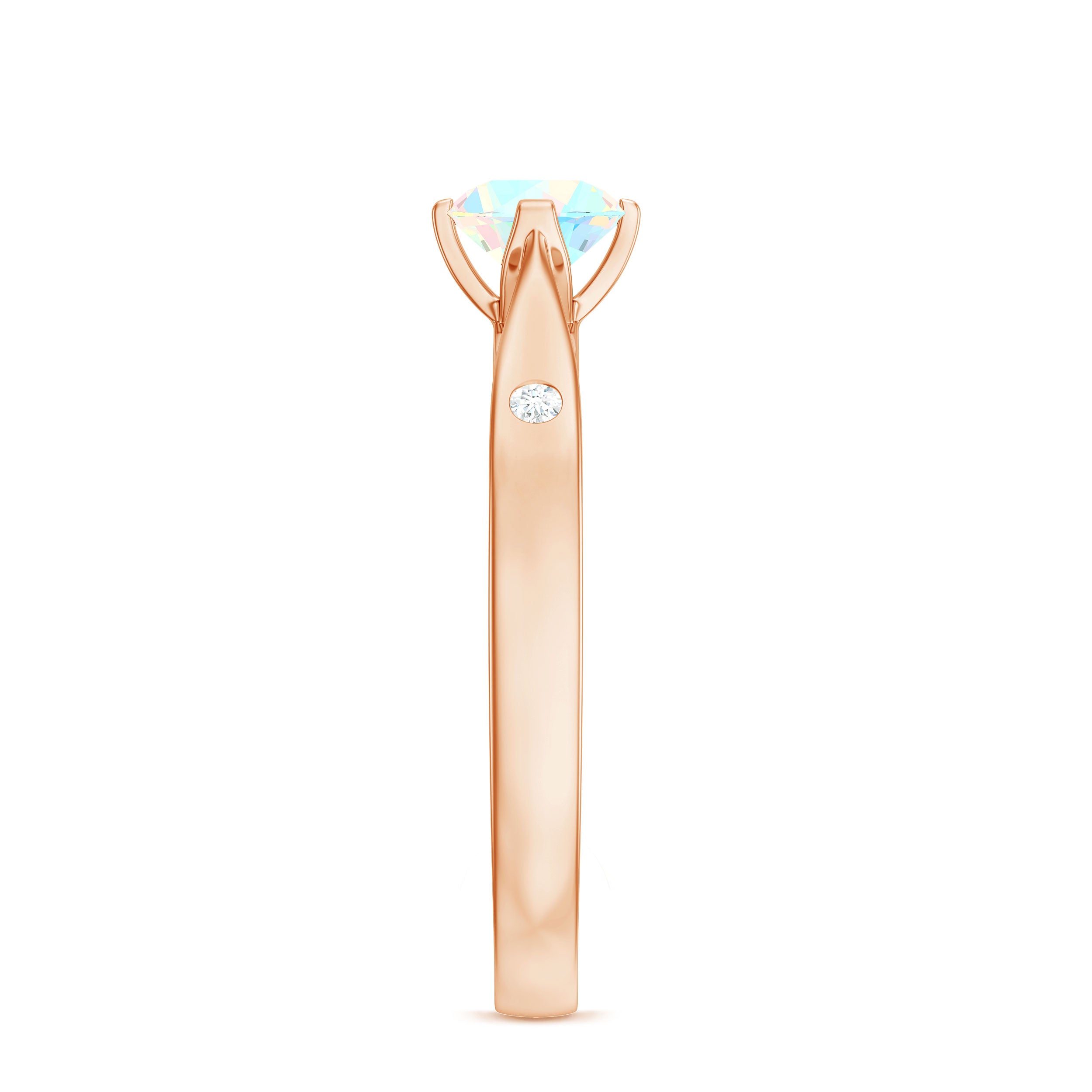 Natural Solitaire Ethiopian Opal Promise Ring with Diamond AAA - Rosec Jewels