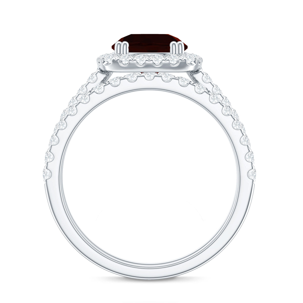 2.3 CT Natural Garnet Diamond Bridal Ring Set AAA - Rosec Jewels