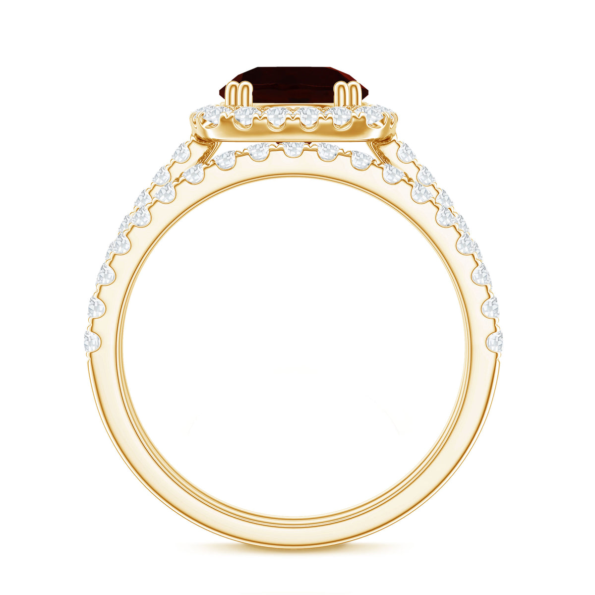 2.3 CT Natural Garnet Diamond Bridal Ring Set AAA - Rosec Jewels