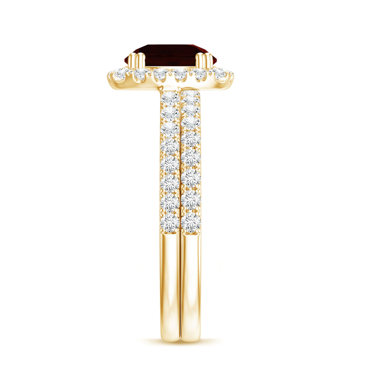 2.3 CT Natural Garnet Diamond Bridal Ring Set AAA - Rosec Jewels