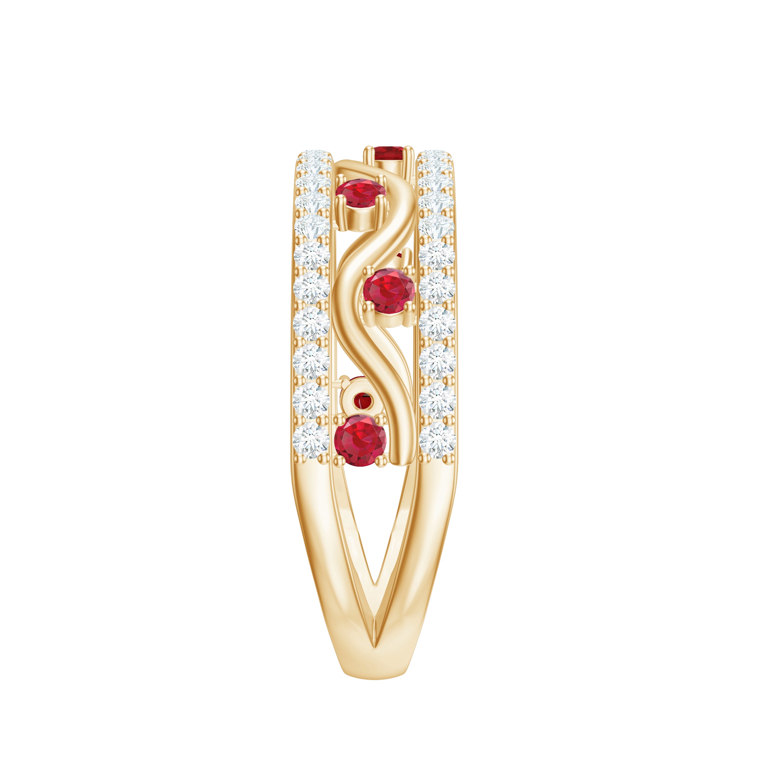 Lab Created Ruby and Diamond Designer Anniversary Band AAAA - Rosec Jewels