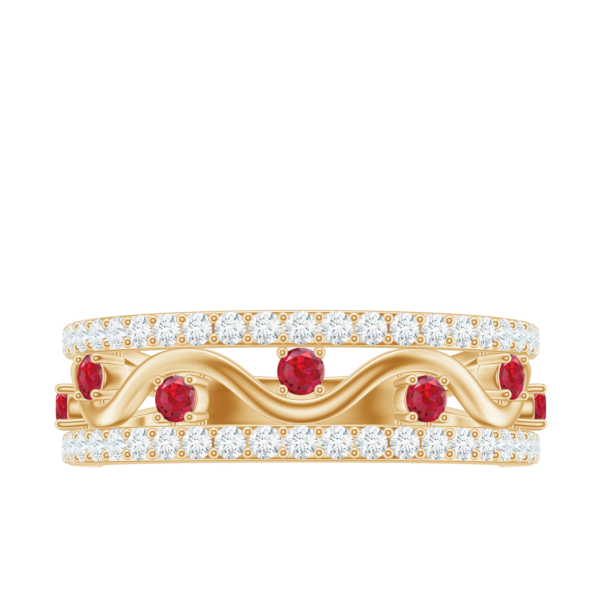 Lab Created Ruby and Diamond Designer Anniversary Band AAAA - Rosec Jewels