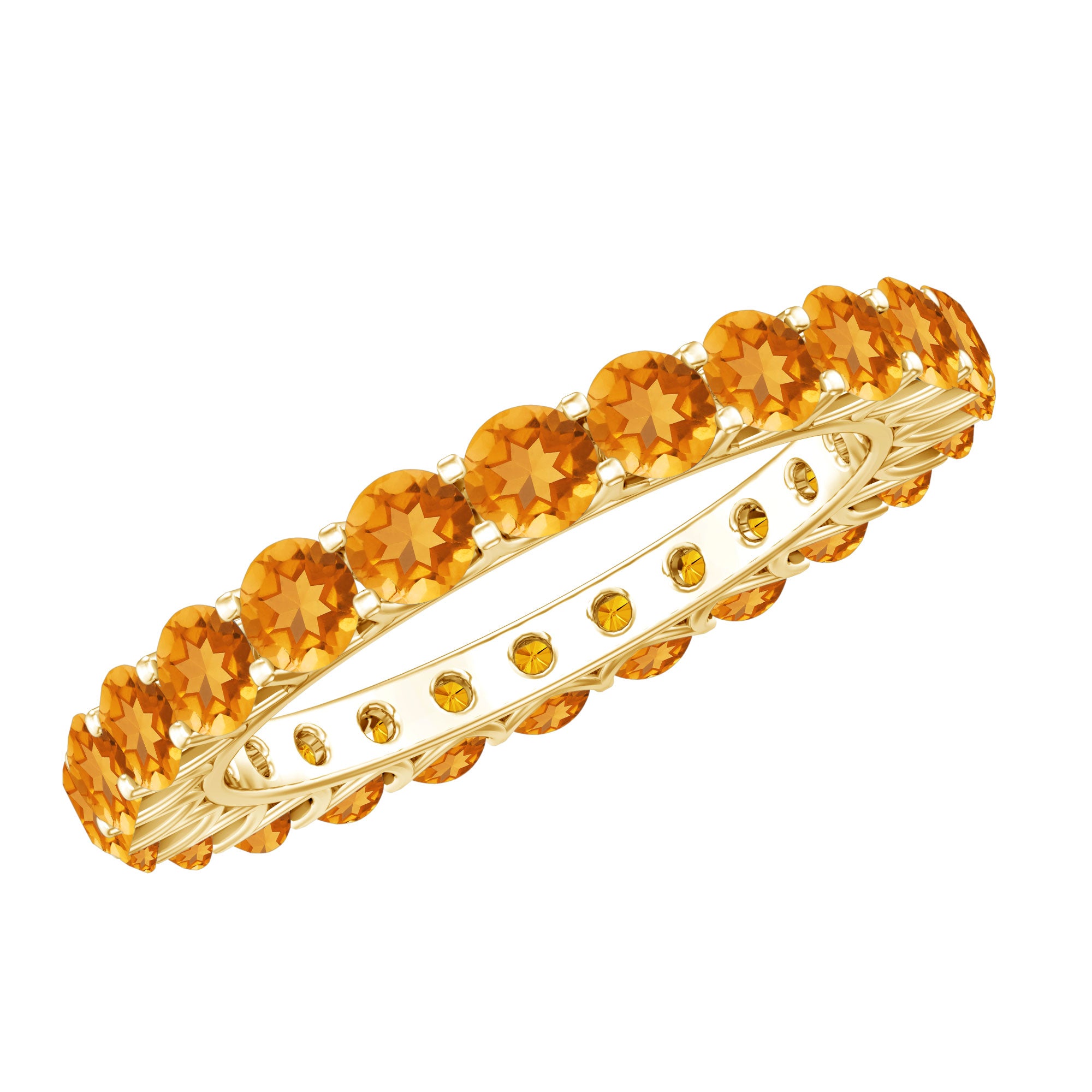 Round Citrine Simple Full Eternity Band Ring AAA - Rosec Jewels