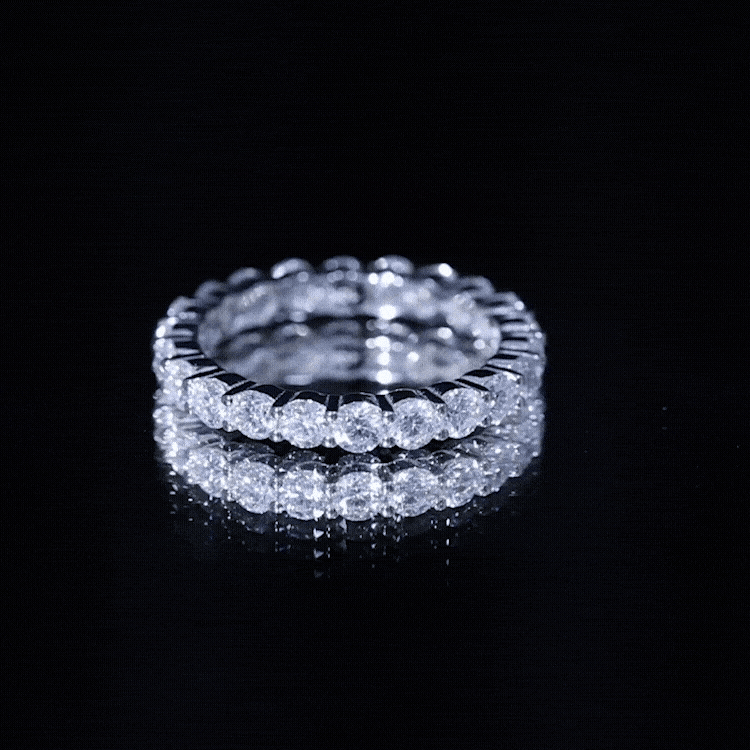 Round Cut Moissanite Simple Eternity Band Ring in Prong Setting D-VS1 - Rosec Jewels