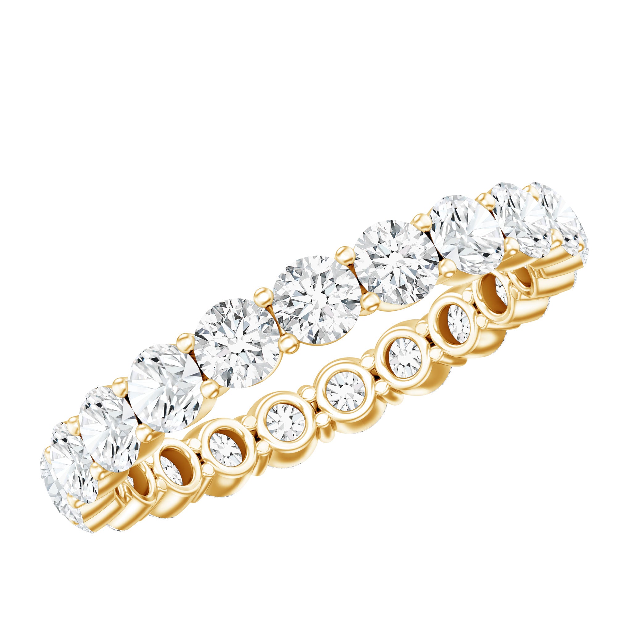 Round Cut Moissanite Simple Eternity Band Ring in Prong Setting D-VS1 - Rosec Jewels