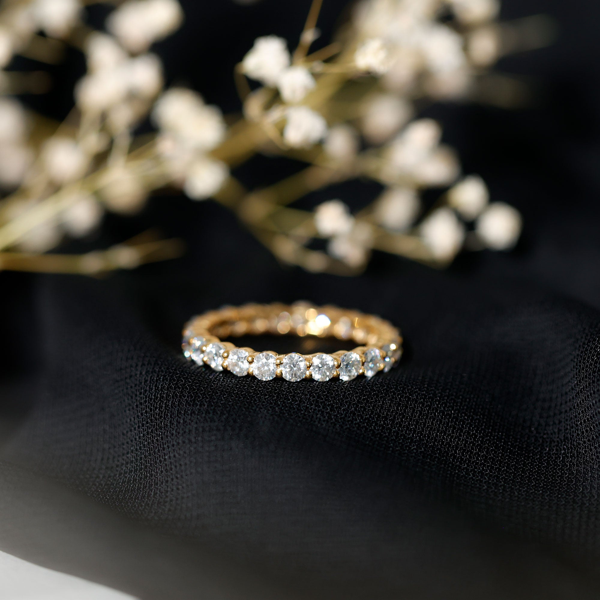 Round Cut Moissanite Simple Eternity Band Ring in Prong Setting D-VS1 - Rosec Jewels