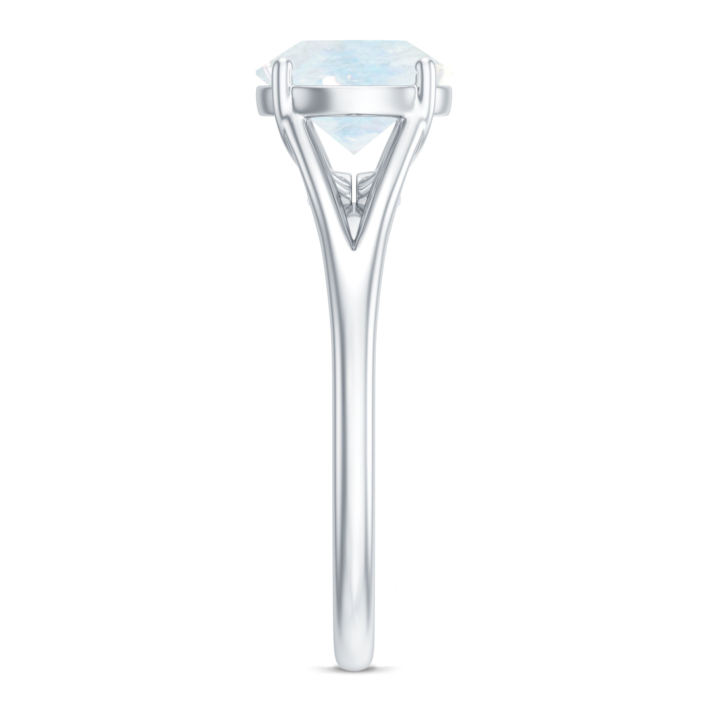 Rosec Jewels-1 CT Natural Moonstone Solitaire Ring with Surprise Diamond