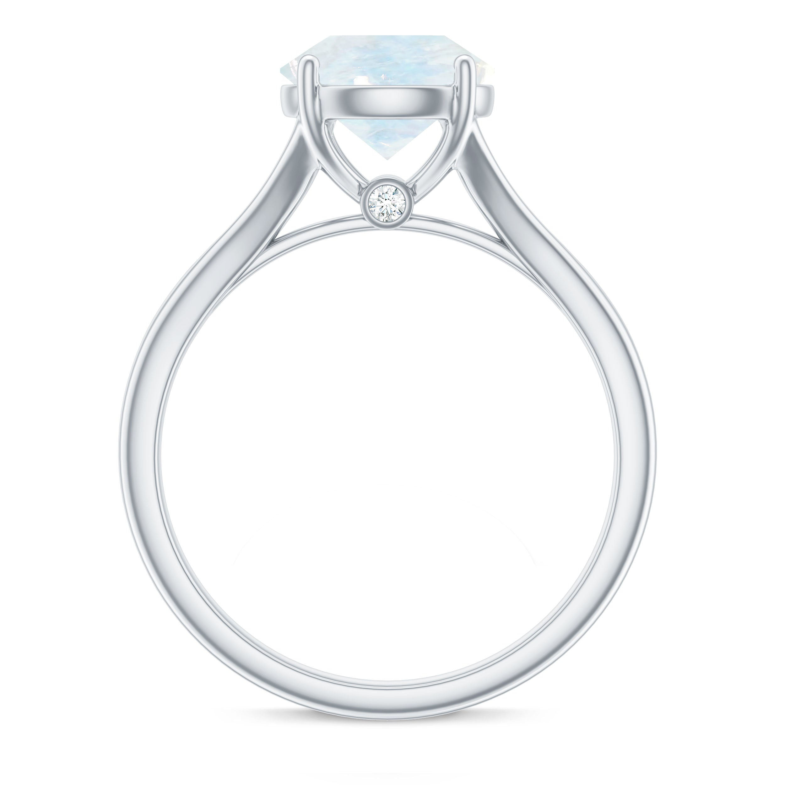 Rosec Jewels-1 CT Natural Moonstone Solitaire Ring with Surprise Diamond