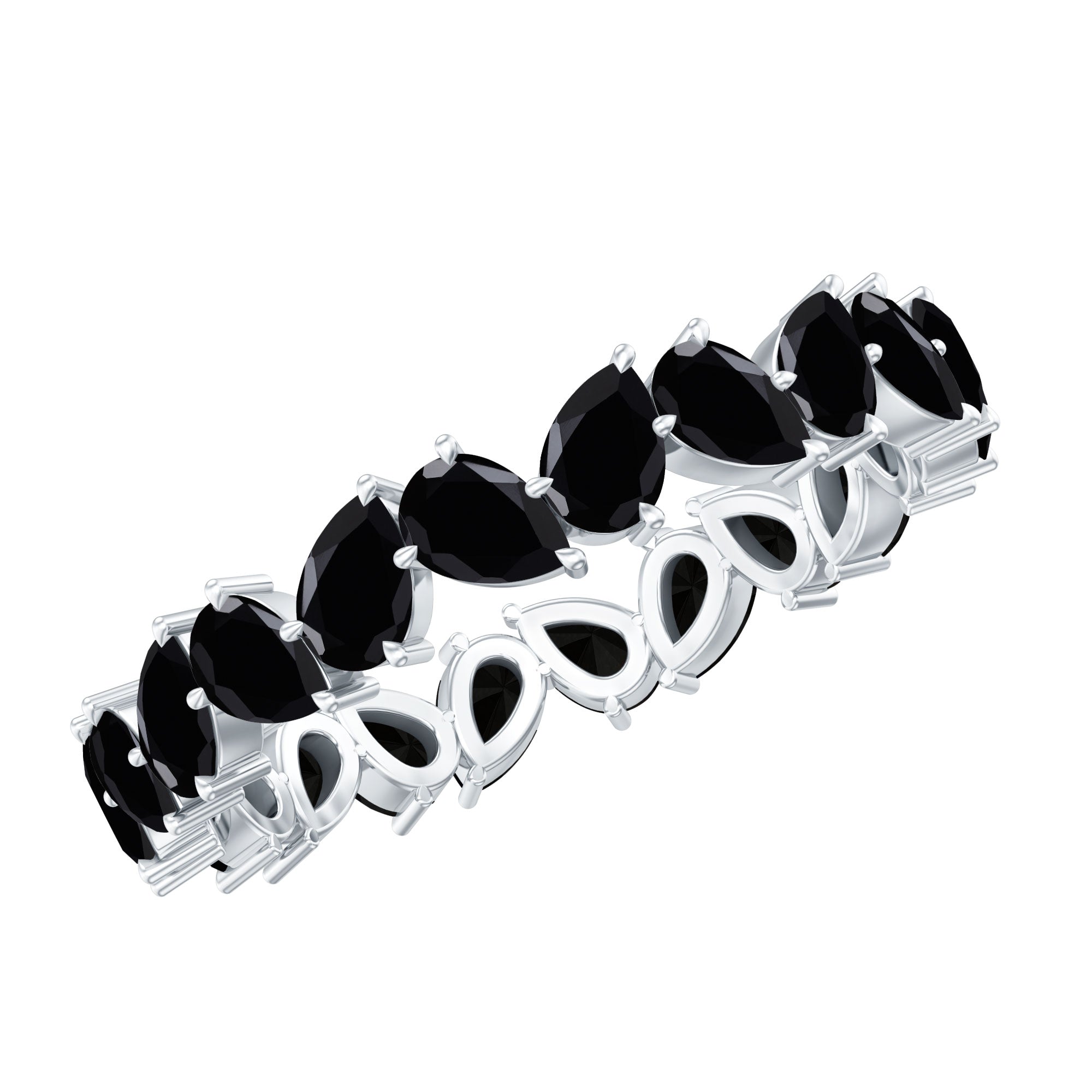 Genuine Pear Shaped Black Onyx Stackable Wedding Band