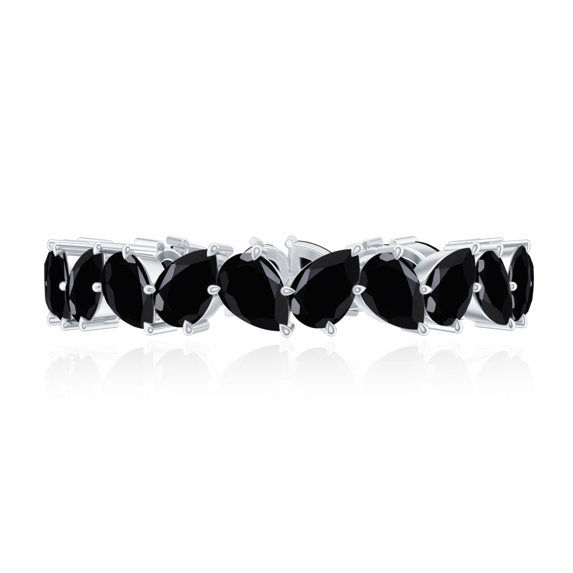 Rosec Jewels-Genuine Pear Shaped Black Onyx Stackable Wedding Band