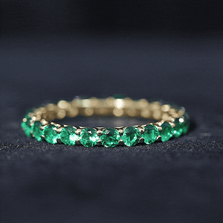 Certified Lab Created Emerald Full Eternity Band Ring AAAA - Rosec Jewels