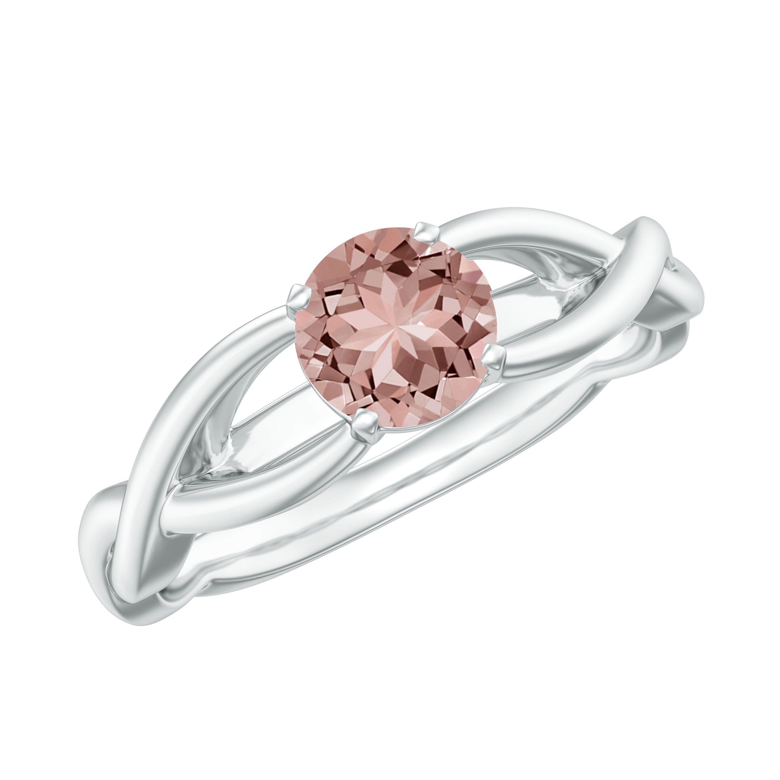 Real Morganite Solitaire Crossover Ring