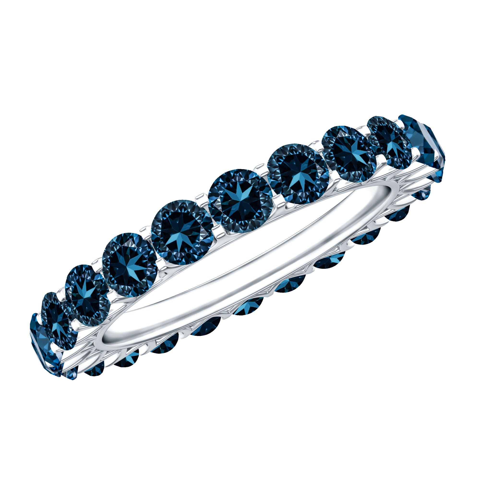 Certified London Blue Topaz Full Eternity Band Ring AAA - Rosec Jewels