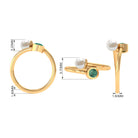 Green Sapphire and Freshwater Pearl 2 Stone Ring in Gold Freshwater Pearl - ( AAA ) - Quality - Rosec Jewels