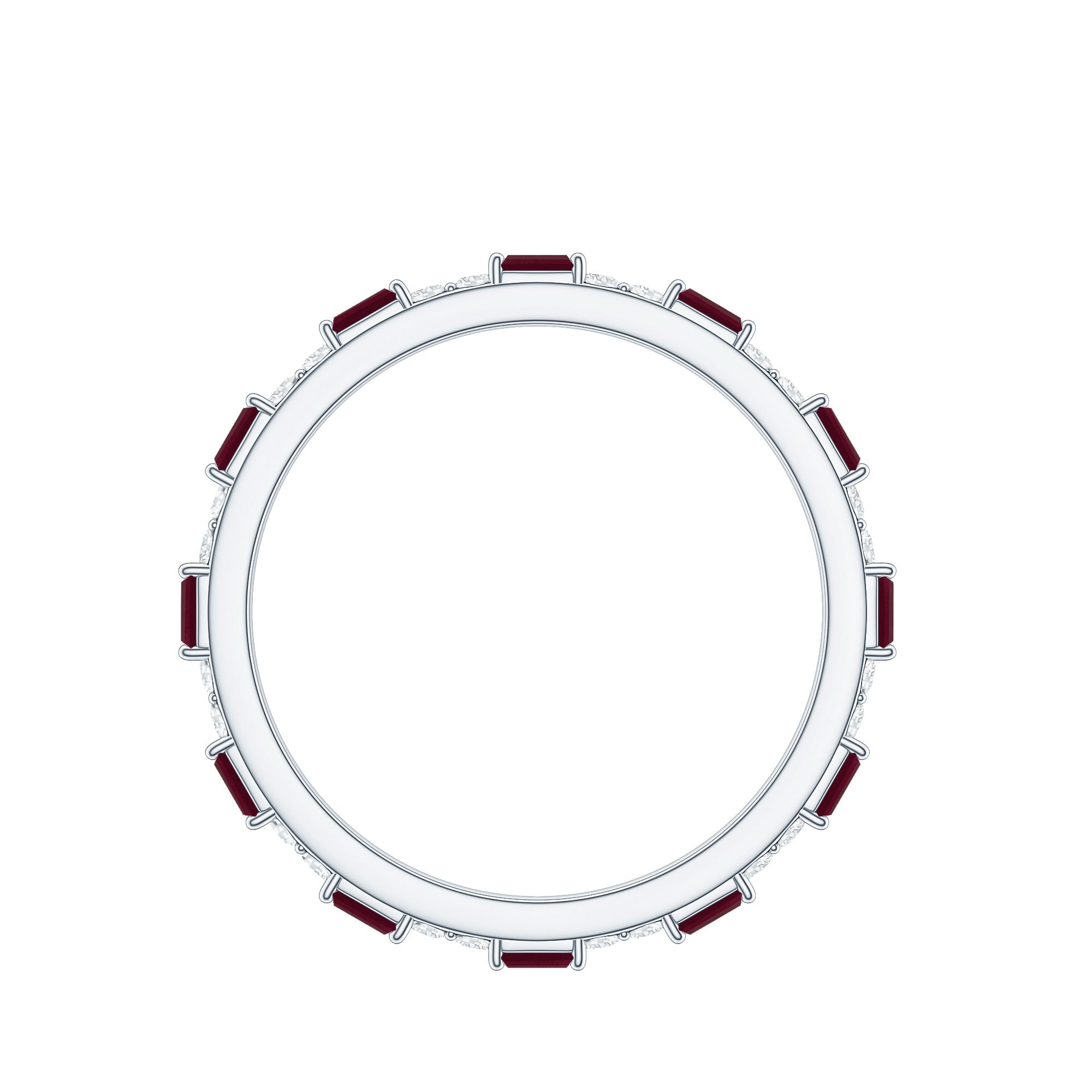 Genuine Baguette Ruby Diamond Eternity Ring for Women AAA - Rosec Jewels