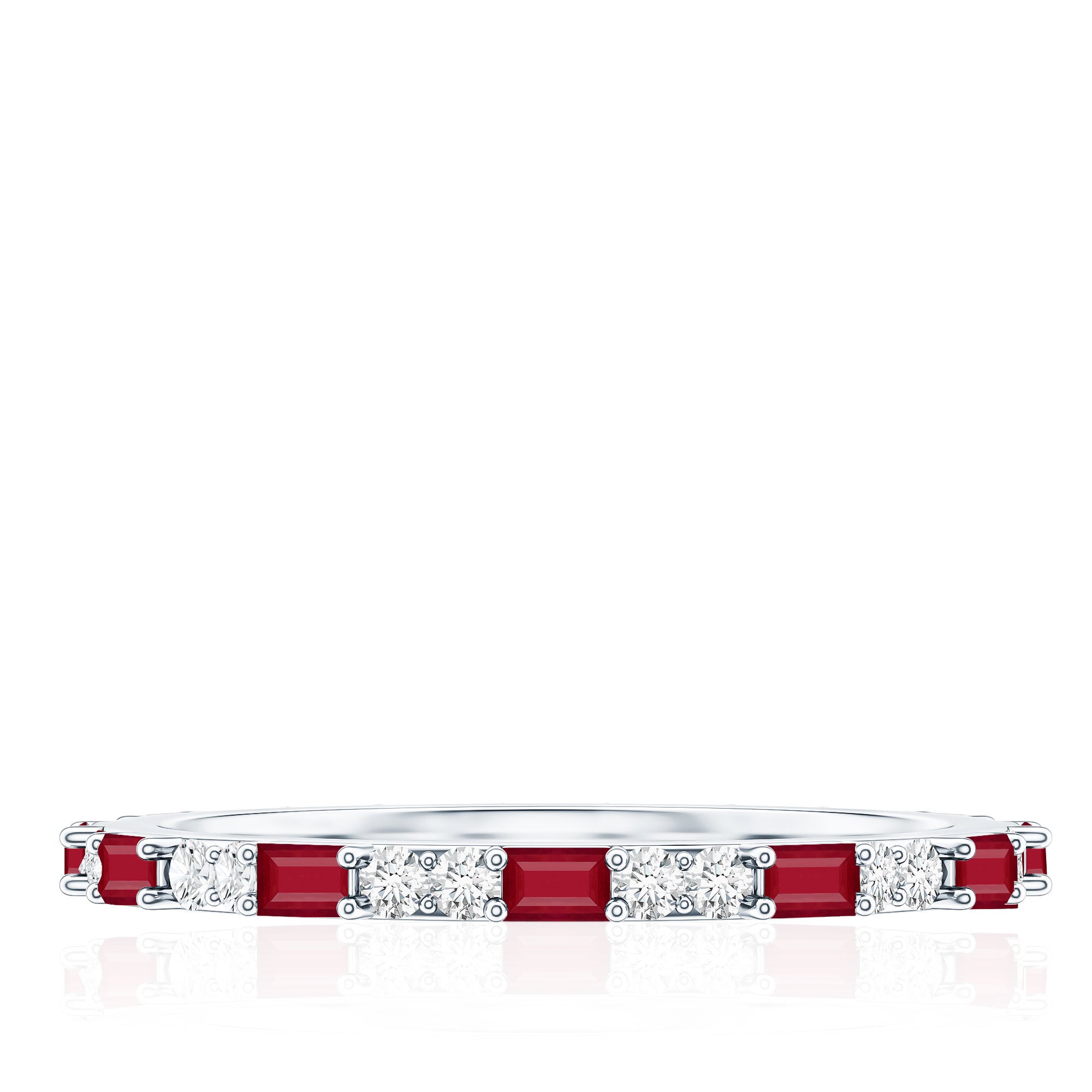Genuine Baguette Ruby Diamond Eternity Ring for Women AAA - Rosec Jewels