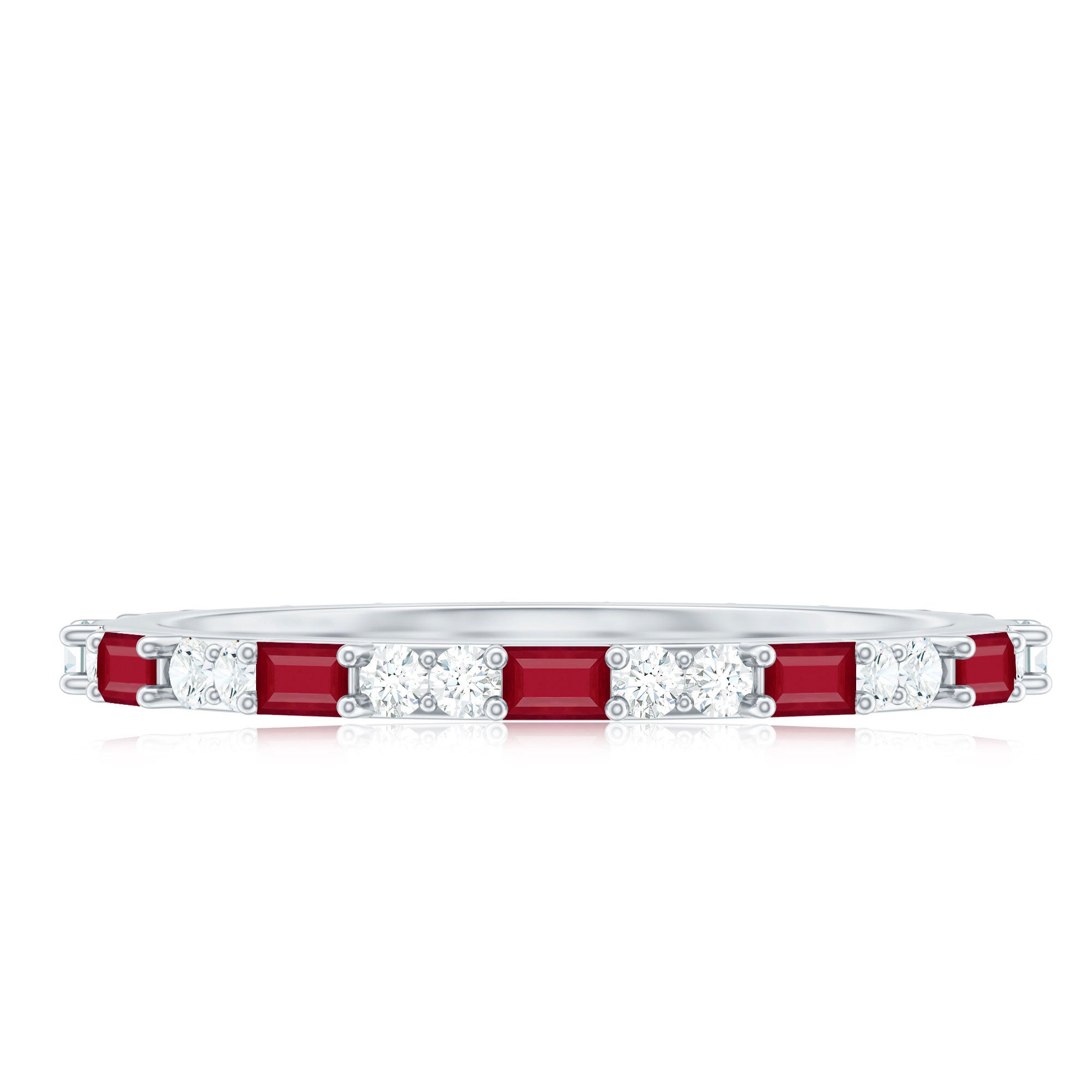 Genuine Baguette Ruby Diamond Eternity Ring for Women AAA - Rosec Jewels