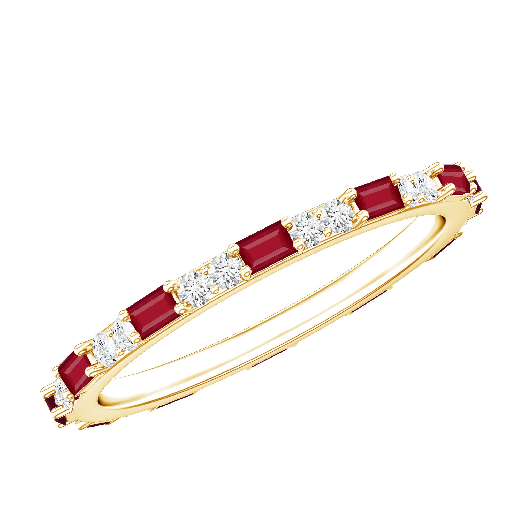 Genuine Baguette Ruby Diamond Eternity Ring for Women AAA - Rosec Jewels
