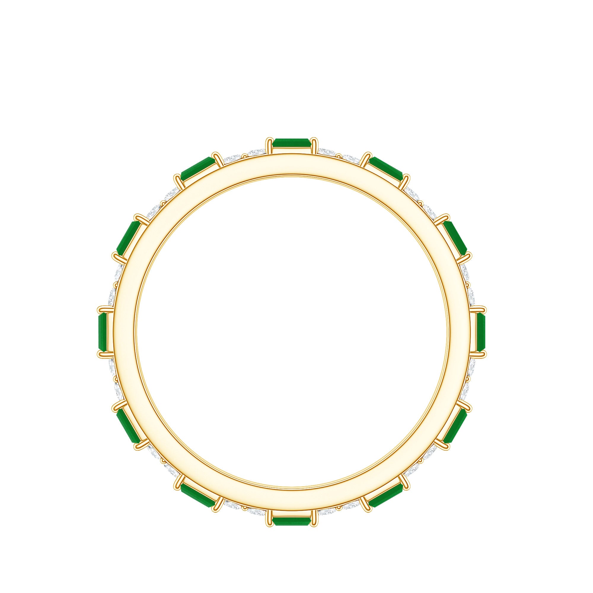 Natural Baguette Emerald Diamond Eternity Ring in East West Style AAA - Rosec Jewels
