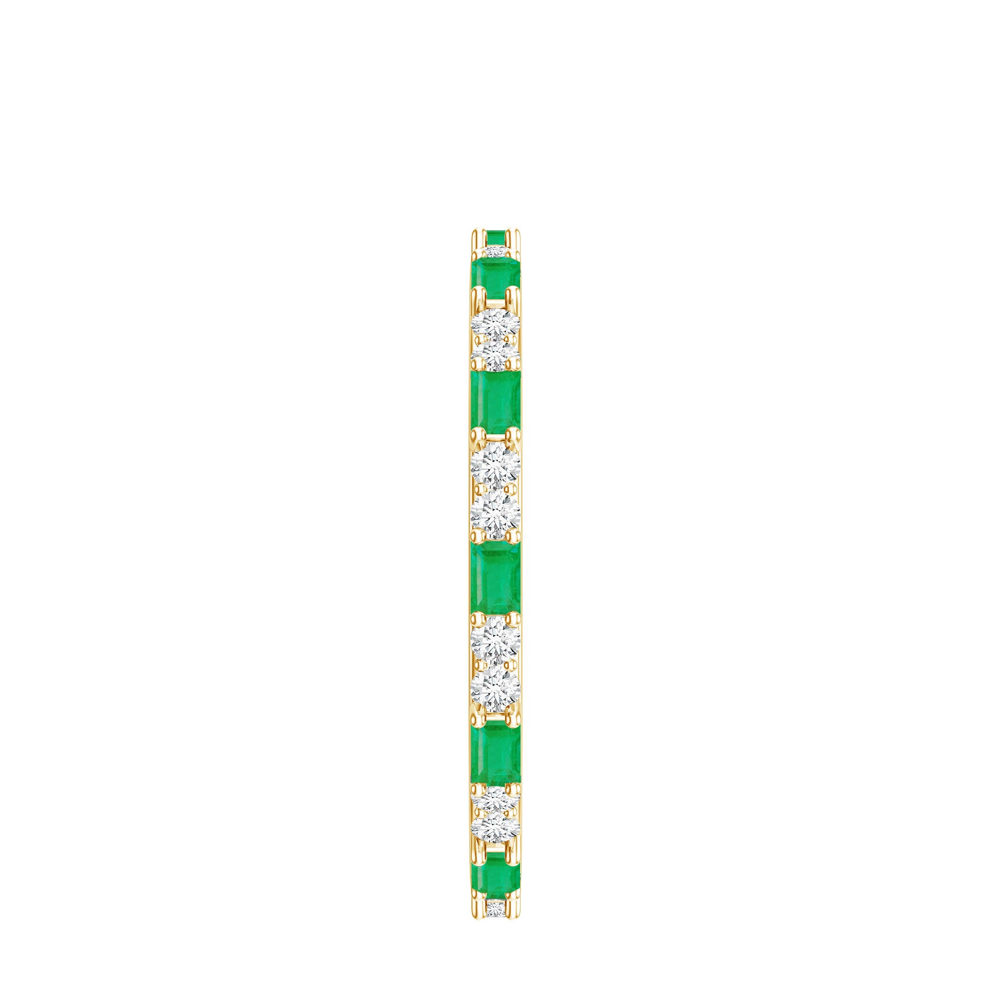 Natural Baguette Emerald Diamond Eternity Ring in East West Style AAA - Rosec Jewels