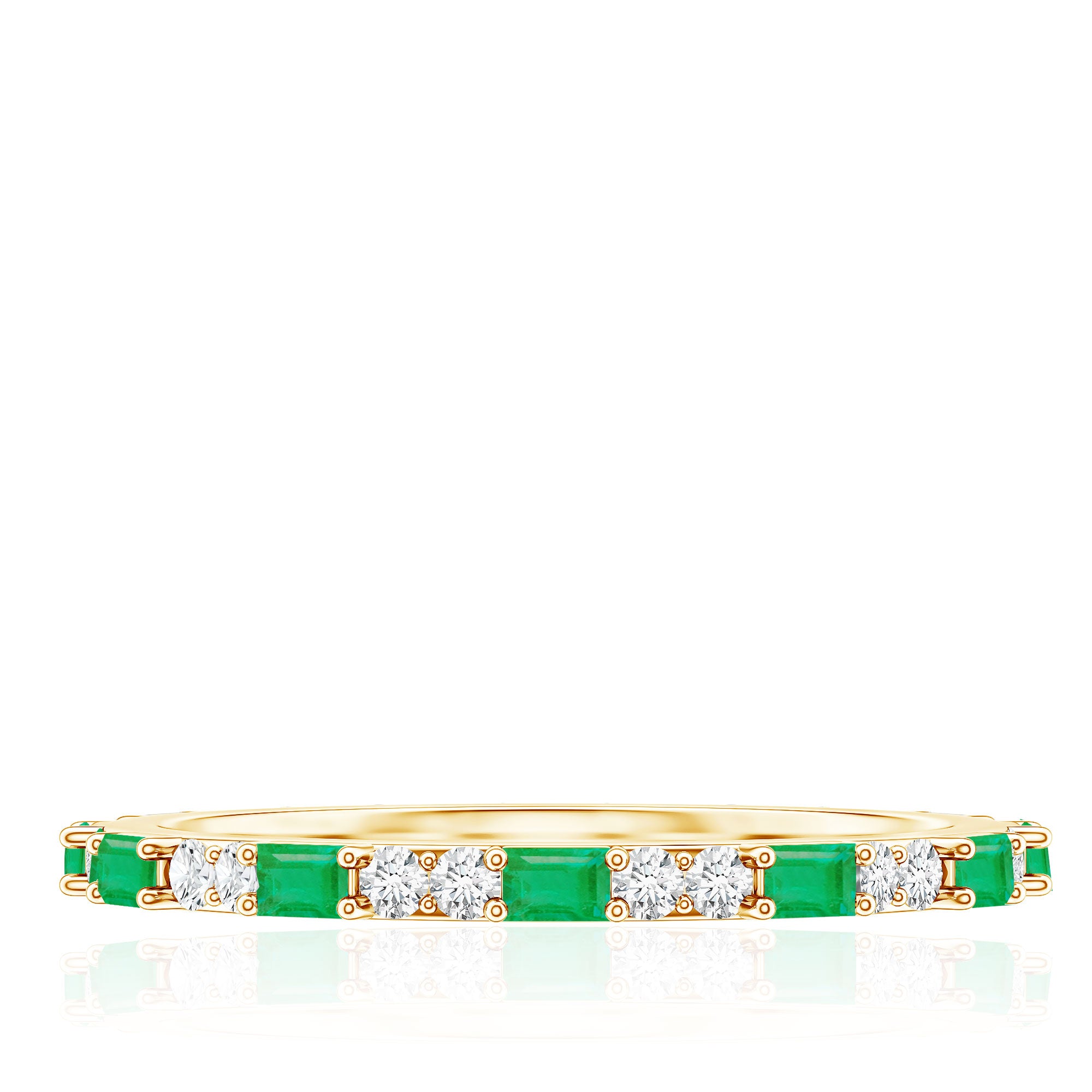 Natural Baguette Emerald Diamond Eternity Ring in East West Style AAA - Rosec Jewels
