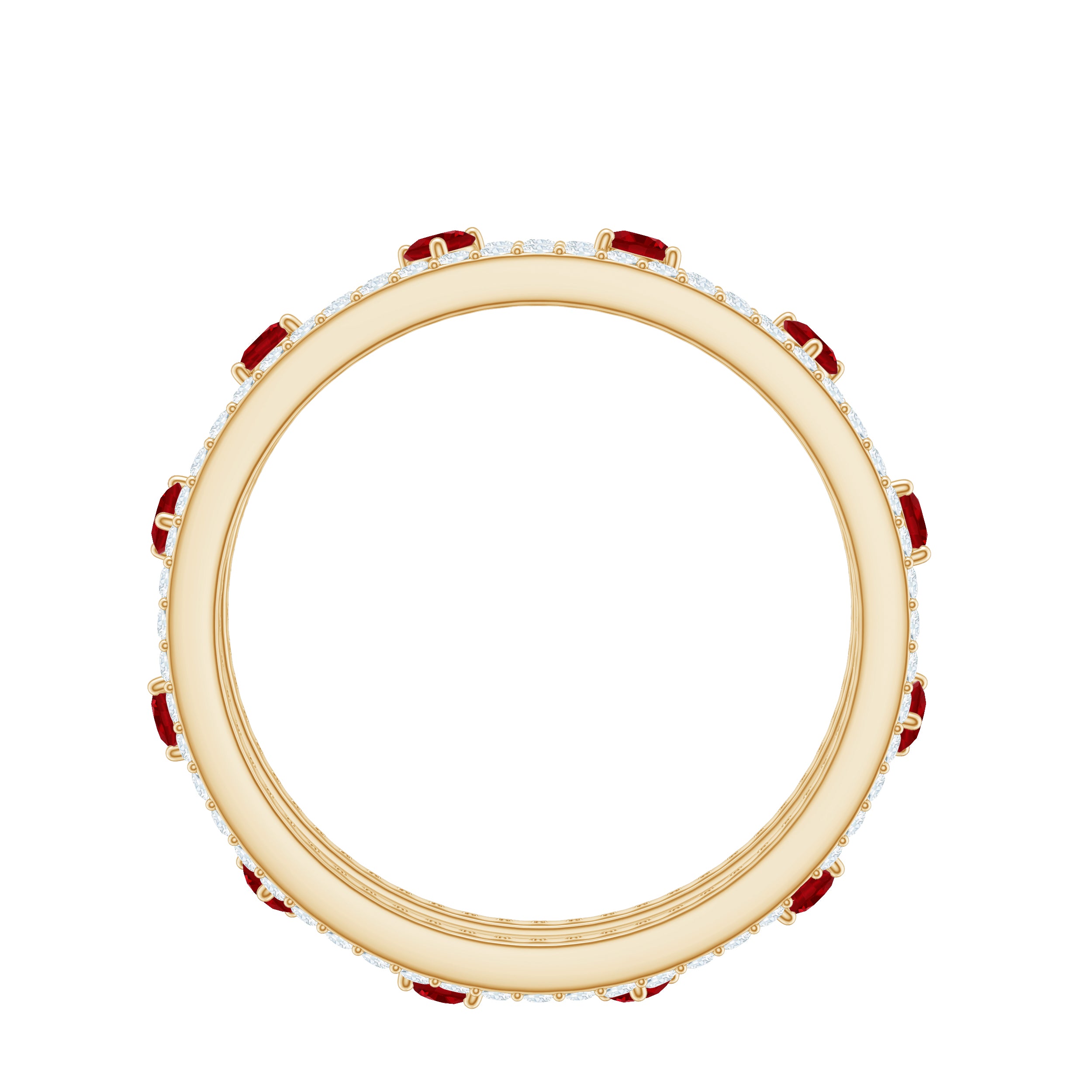Classic Lab Created Ruby and Moissanite Eternity Wedding Band AAAA - Rosec Jewels