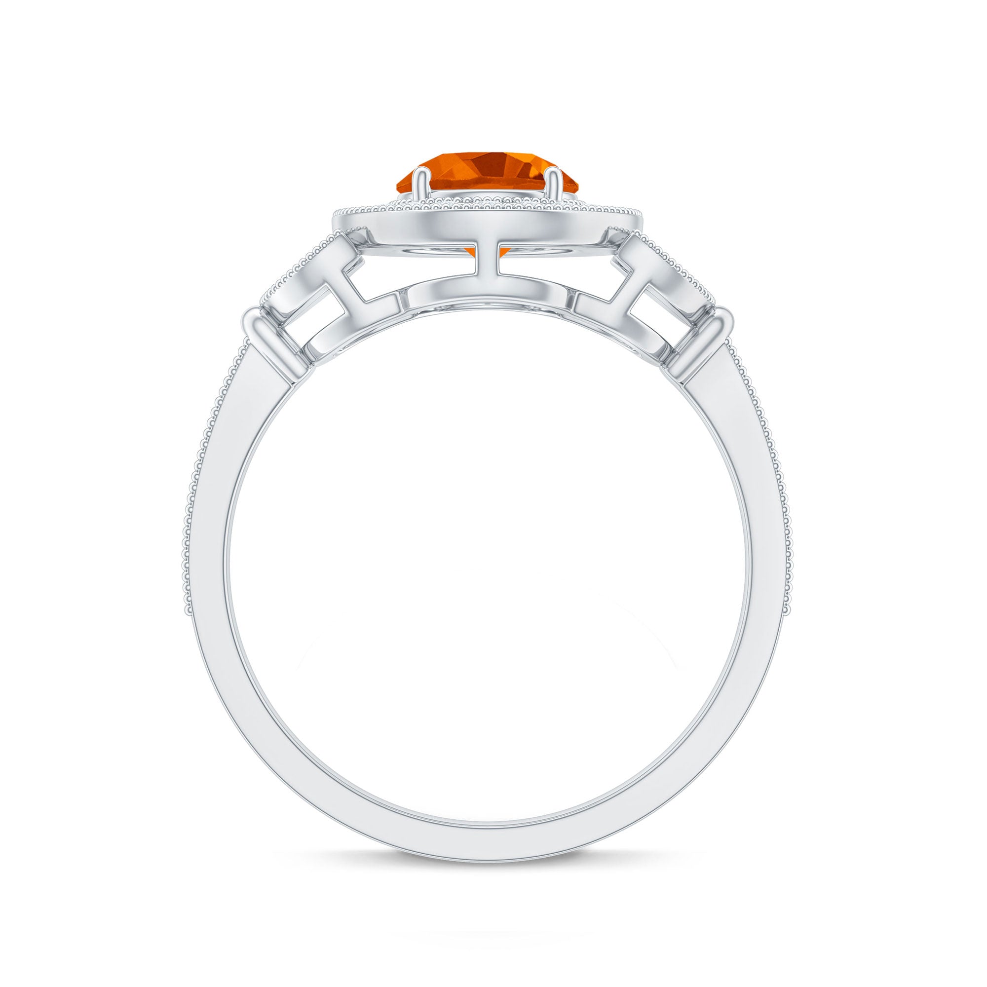 Rosec Jewels-Vintage Inspired Fire Opal Engagement Ring with Diamonds