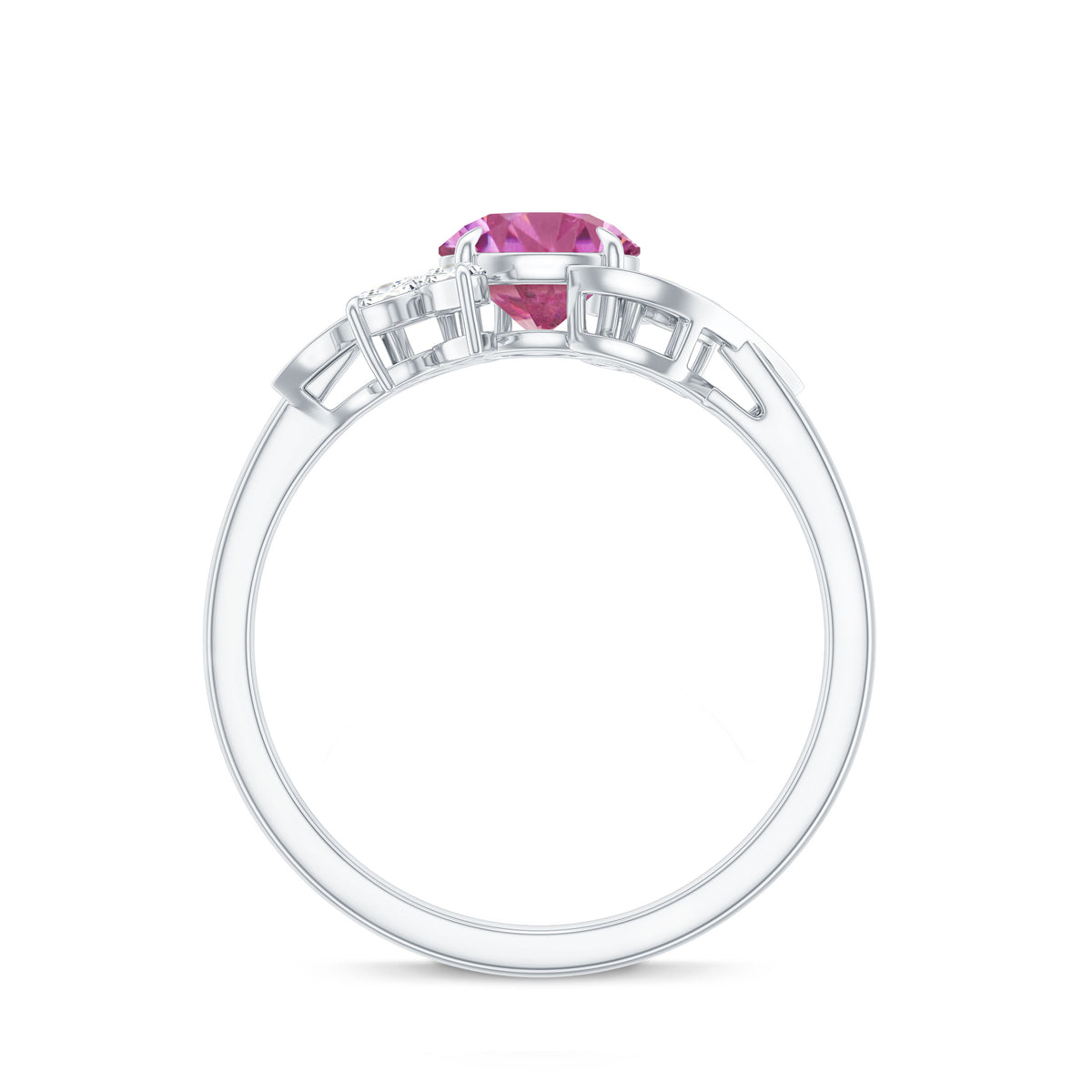 1.2 Carat Pink Tourmaline Flower Engagement Ring with Diamond AAA - Rosec Jewels