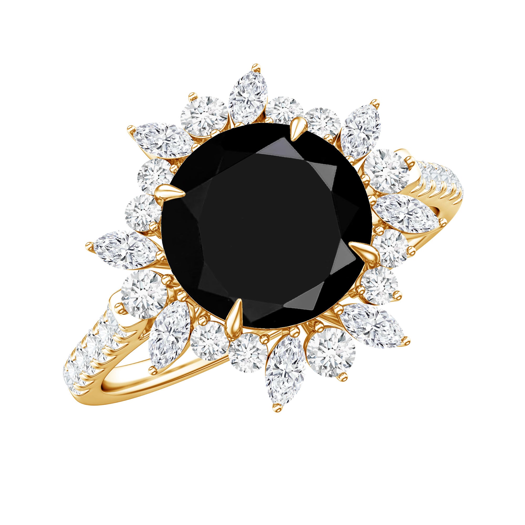 Certified 2 Carat Lab Grown Black Diamond Halo Engagement Ring For Women AAAA ( Synthetic ) - Rosec Jewels