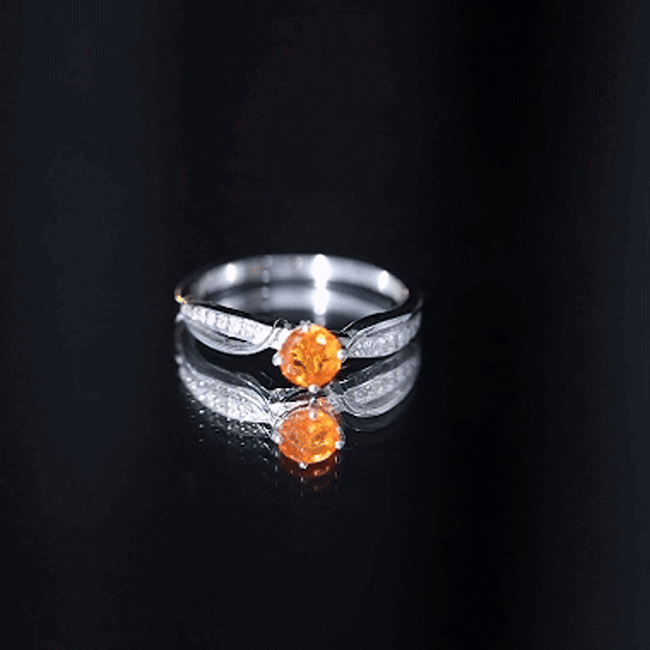 Orange Fire Opal Infinity Engagement Ring with Diamonds AAA - Rosec Jewels