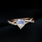 1 CT Heart Shape Ethiopian Opal Crossover Engagement Ring with Diamond Ethiopian Opal - ( AAA ) - Quality - Rosec Jewels