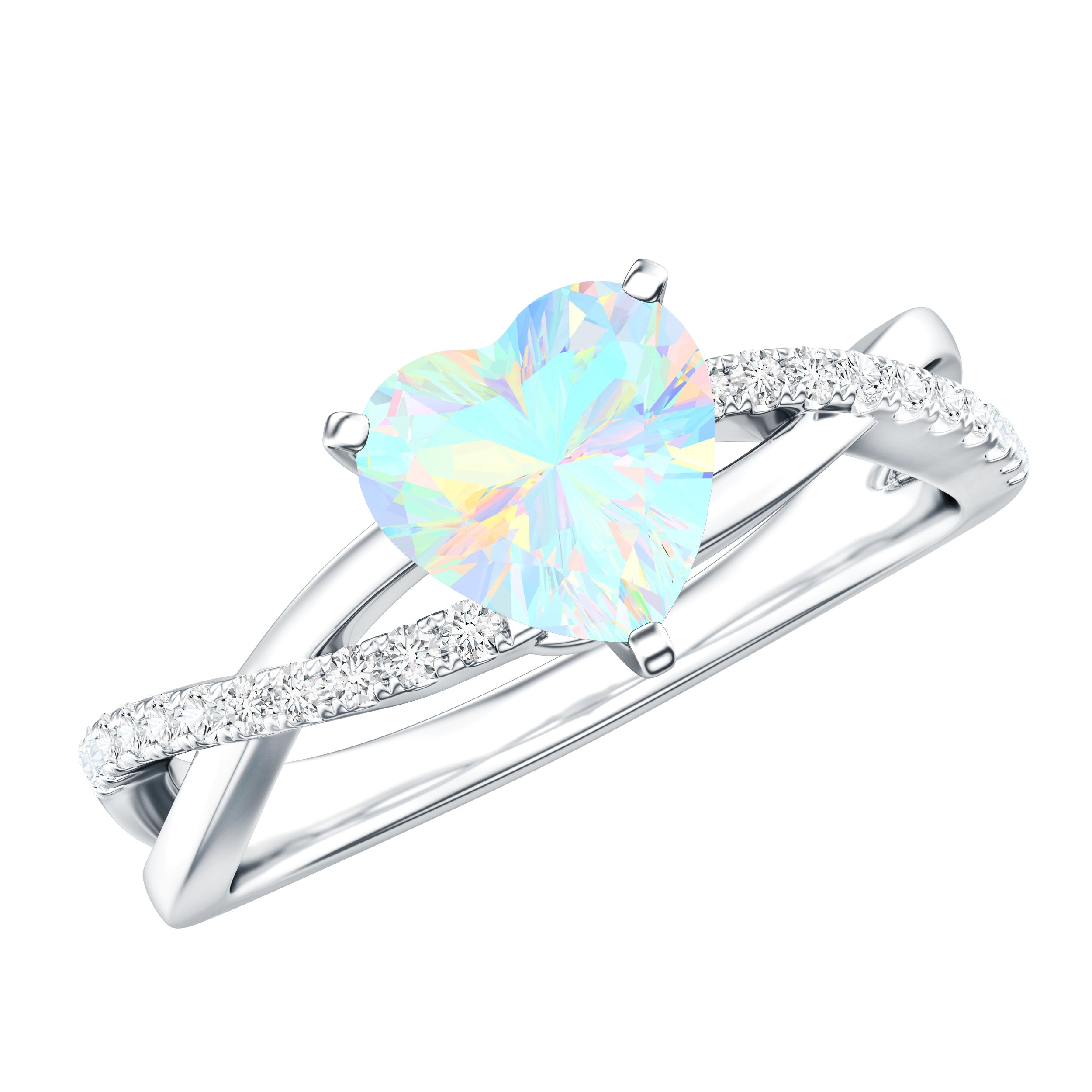 Natural 8mm Ethiopian Opal Heart Shaped Engagement Ring With Certificate AAA - Rosec Jewels