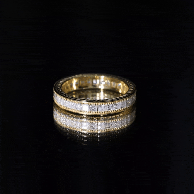 Channel Set Princess Cut Moissanite Eternity Band Ring D-VS1 - Rosec Jewels
