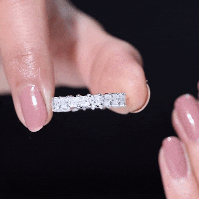 Princess Cut Moissanite Full Eternity Ring with Certificate D-VS1 - Rosec Jewels