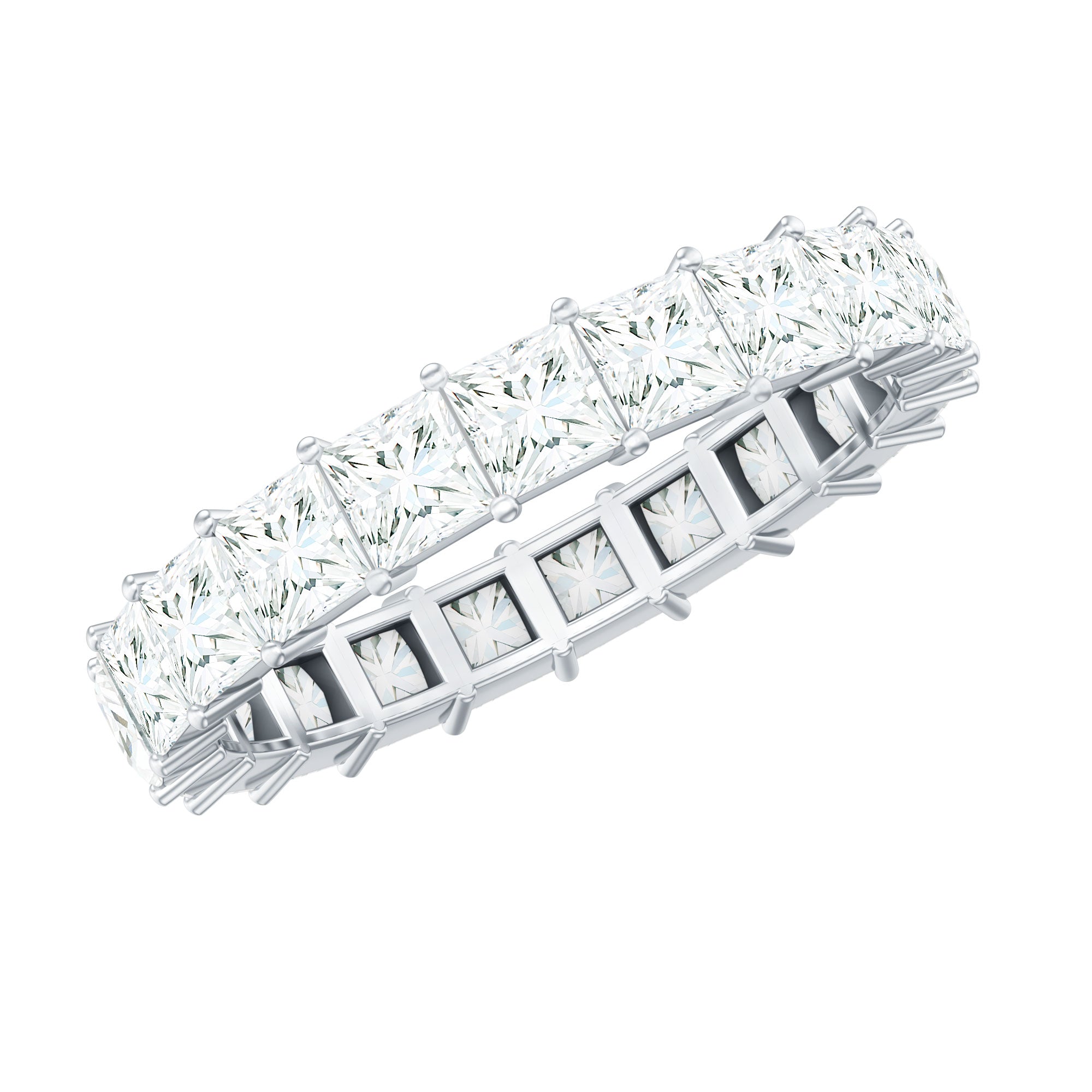 Princess Cut Moissanite Full Eternity Ring with Certificate D-VS1 - Rosec Jewels
