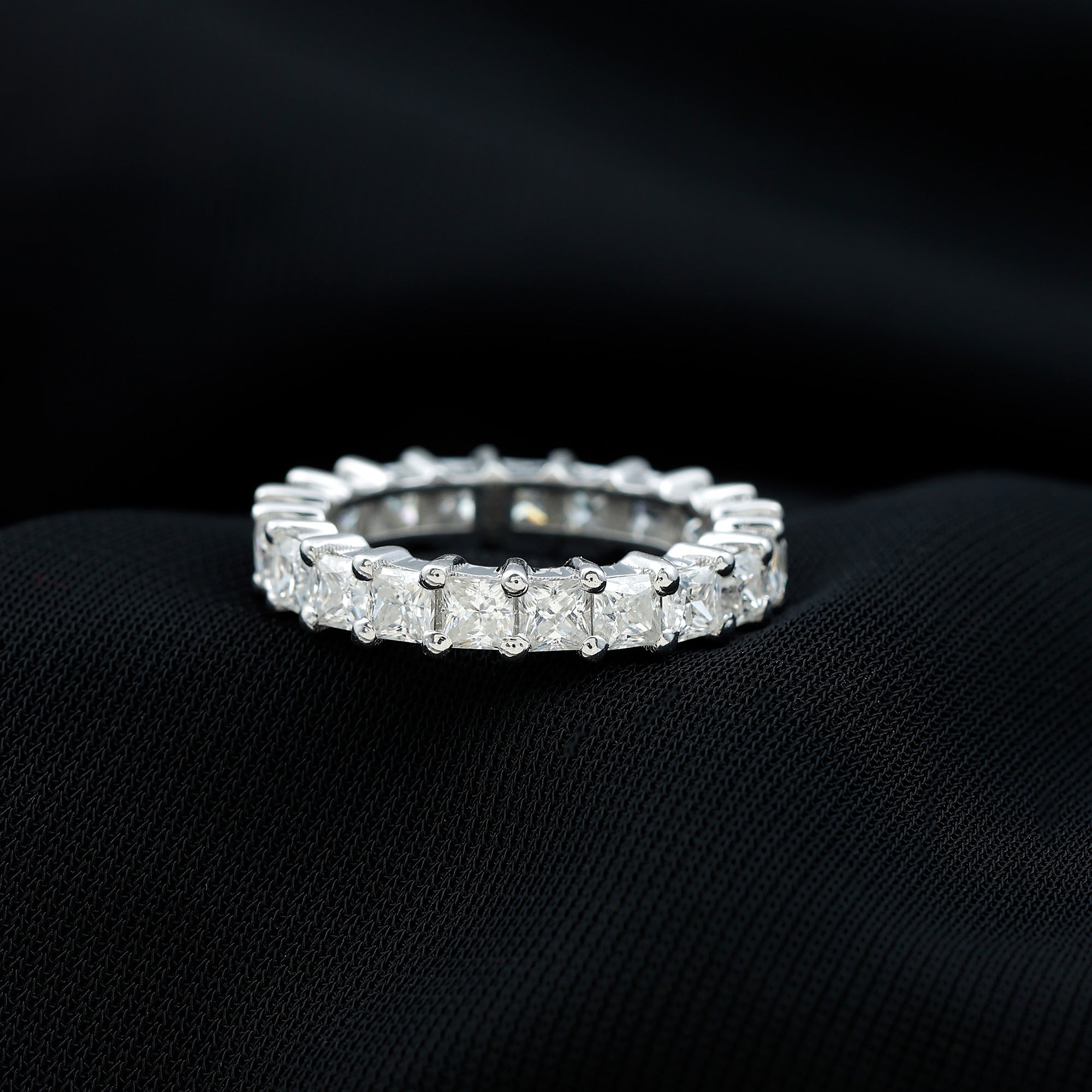 Princess Cut Moissanite Full Eternity Ring with Certificate D-VS1 - Rosec Jewels