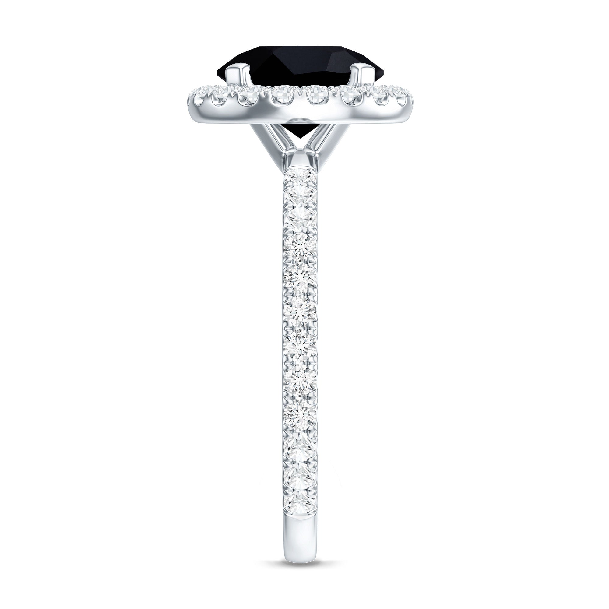 Certified 2 Carat Lab Grown Black and White Diamond Engagement Ring with Halo AAAA ( Synthetic ) - Rosec Jewels