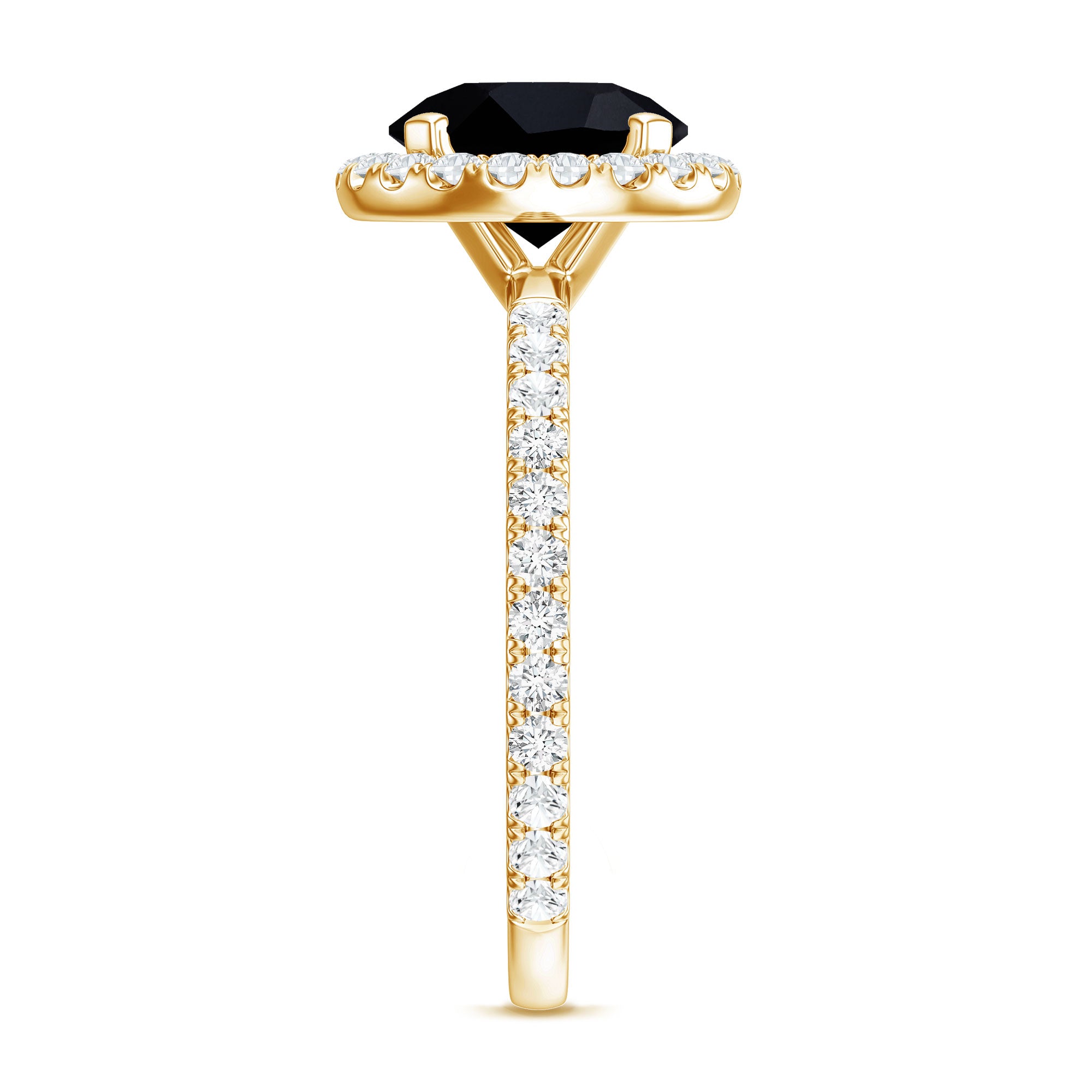 Certified 2 Carat Lab Grown Black and White Diamond Engagement Ring with Halo AAAA ( Synthetic ) - Rosec Jewels