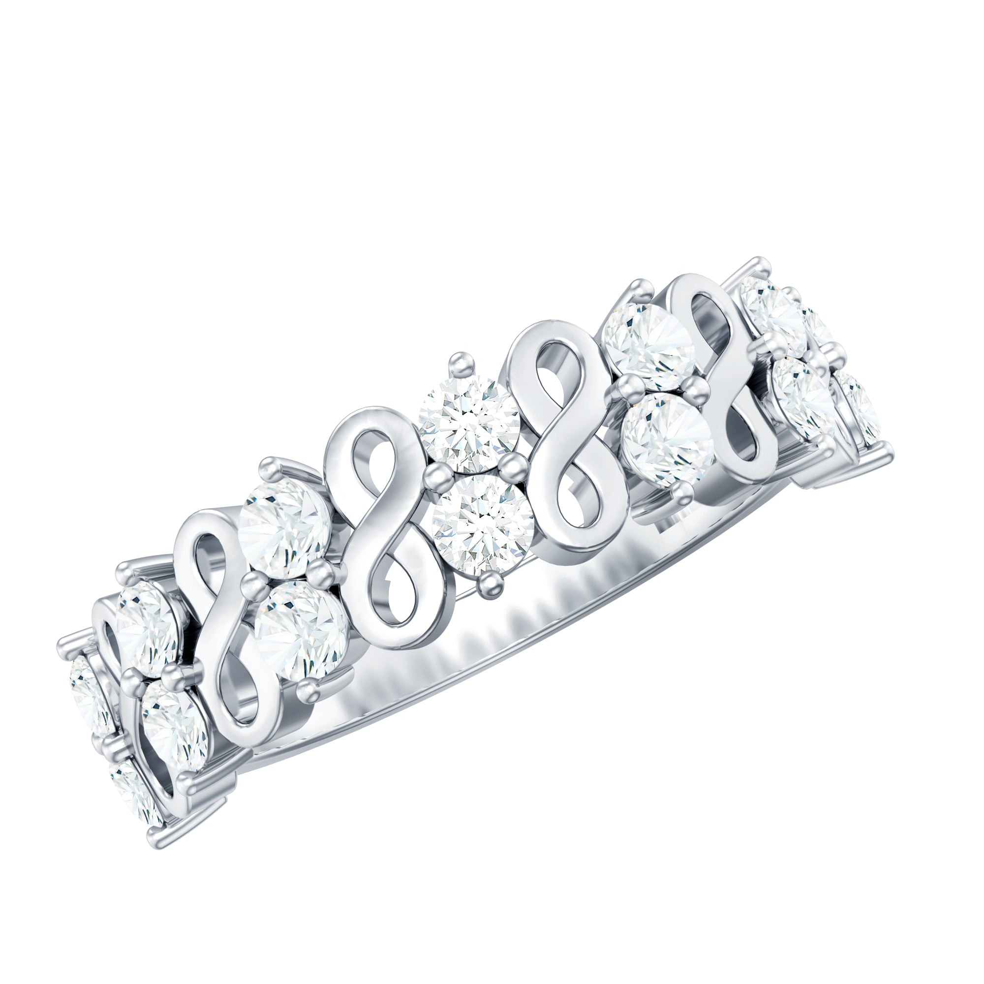 Round Moissanite Infinity Wedding Band for Women