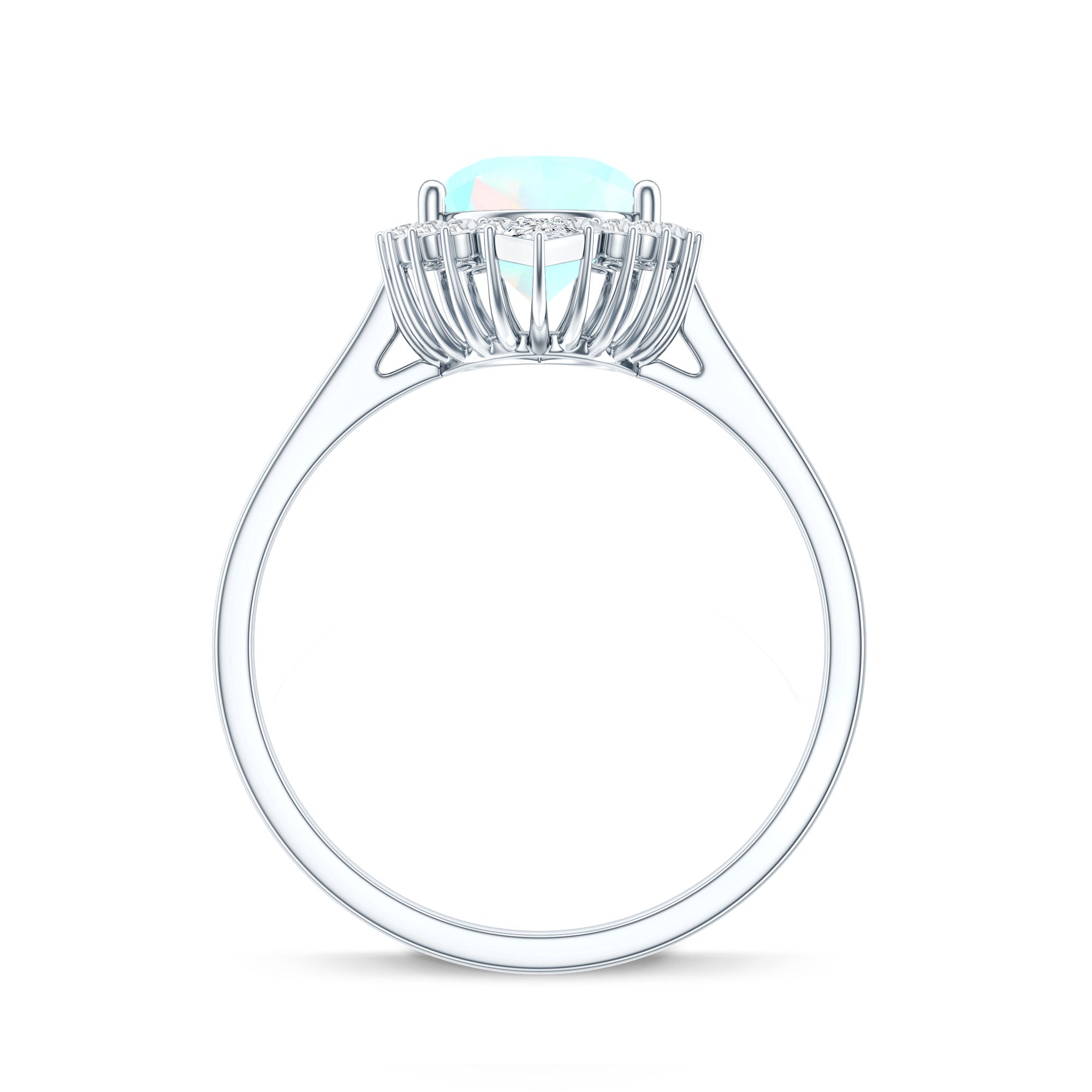 Certified Real 2 Carat Ethiopian Rainbow Opal Teardrop Engagement Ring with Diamond Halo AAA - Rosec Jewels