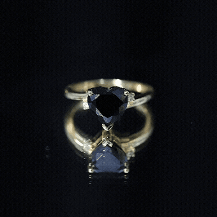 Certified 2.4 Carat Lab Grown Black and White Diamond Heart Engagement Ring with Bypass Shank AAAA ( Synthetic ) - Rosec Jewels
