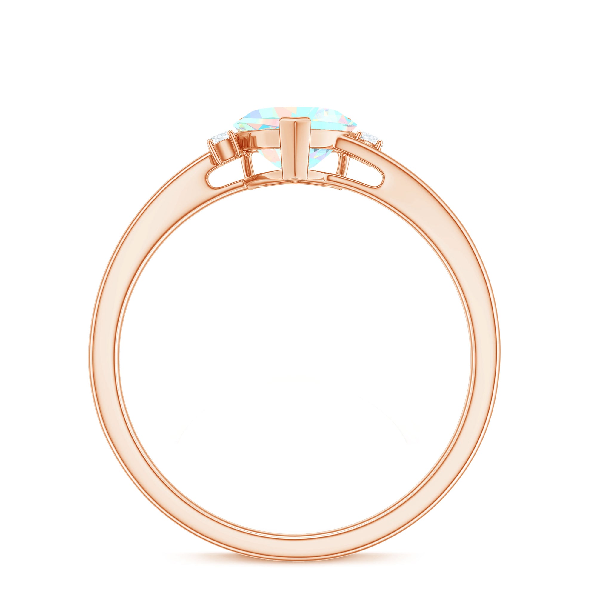 Genuine 6mm Ethiopian Opal Diamond Heart Shaped Promise Ring with Bypass Shank AAA - Rosec Jewels