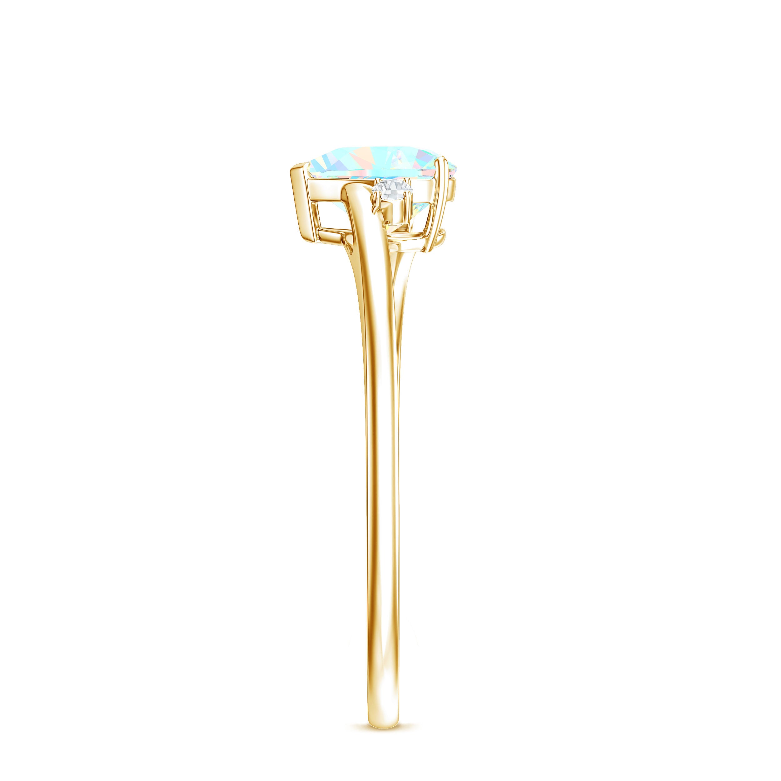 Genuine 6mm Ethiopian Opal Diamond Heart Shaped Promise Ring with Bypass Shank AAA - Rosec Jewels