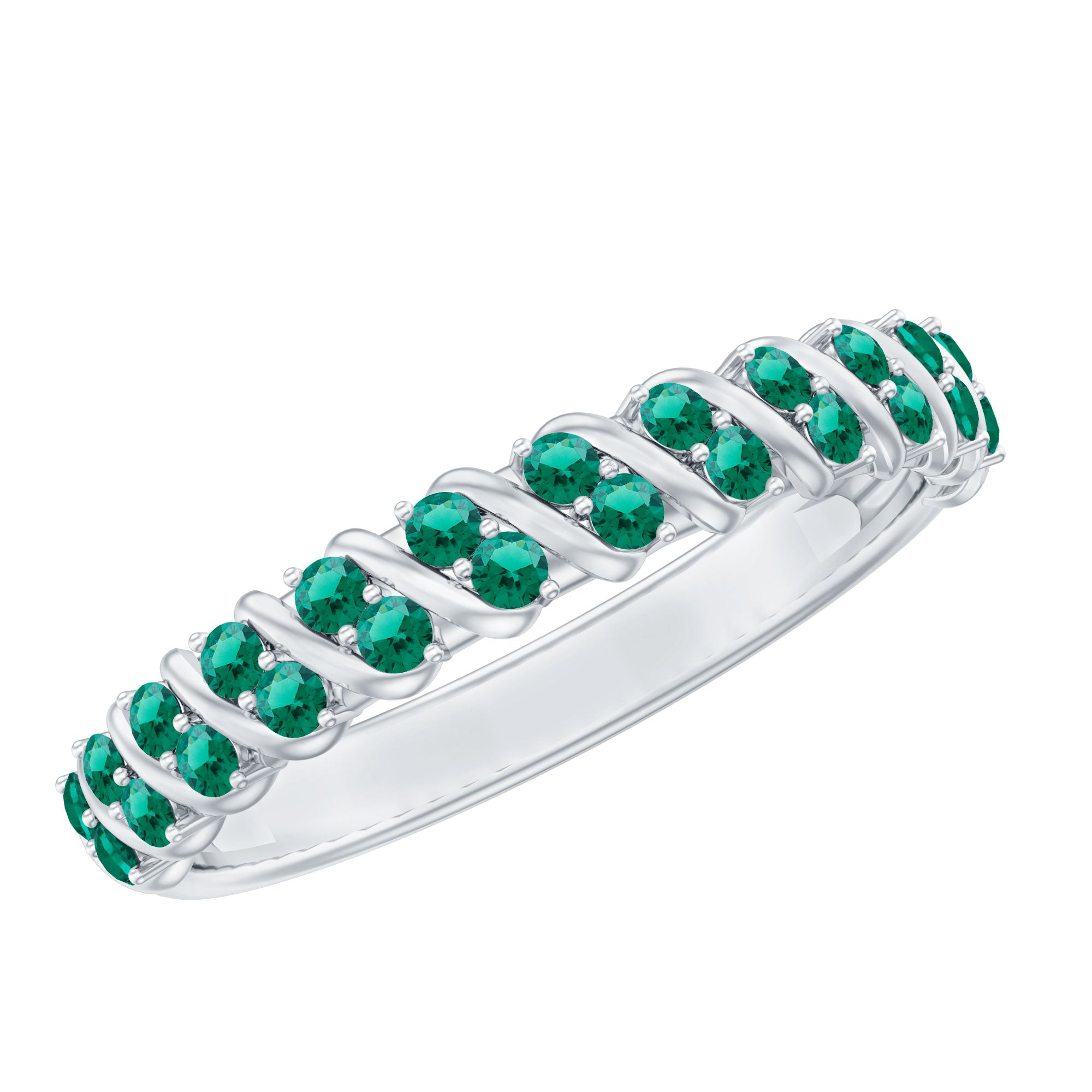 Certified Lab Grown Emerald Half Eternity Anniversary Band