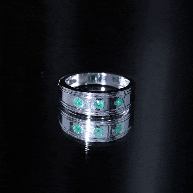 Rosec Jewels-Emerald Minimal Band Ring in Gypsy Setting