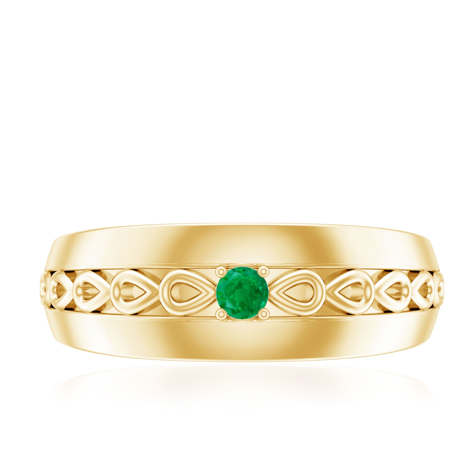 Certified Emerald Vintage Inspired Designer Band Ring AAA - Rosec Jewels