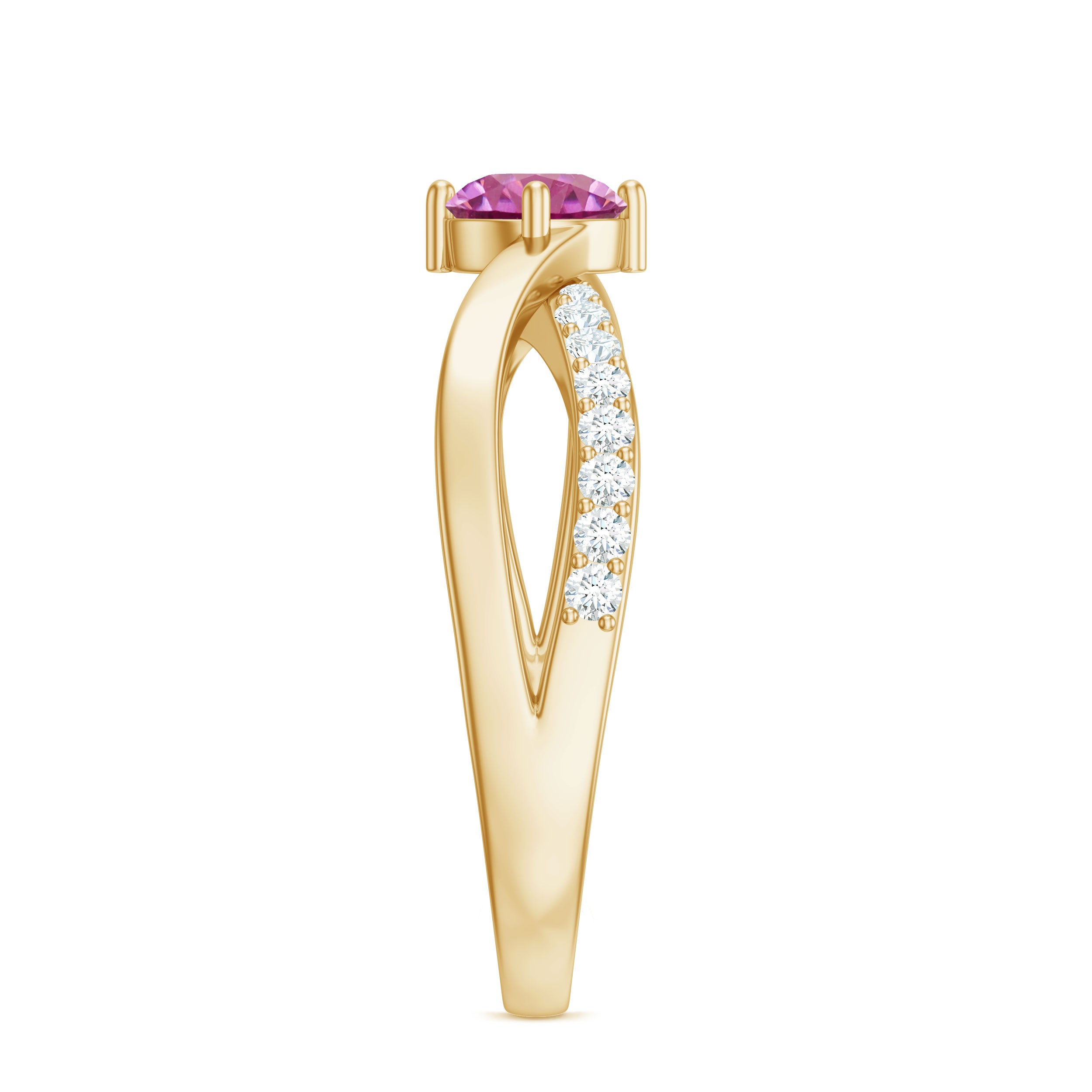1/2 CT Pink Tourmaline Solitaire and Diamond Infinity Ring AAA - Rosec Jewels