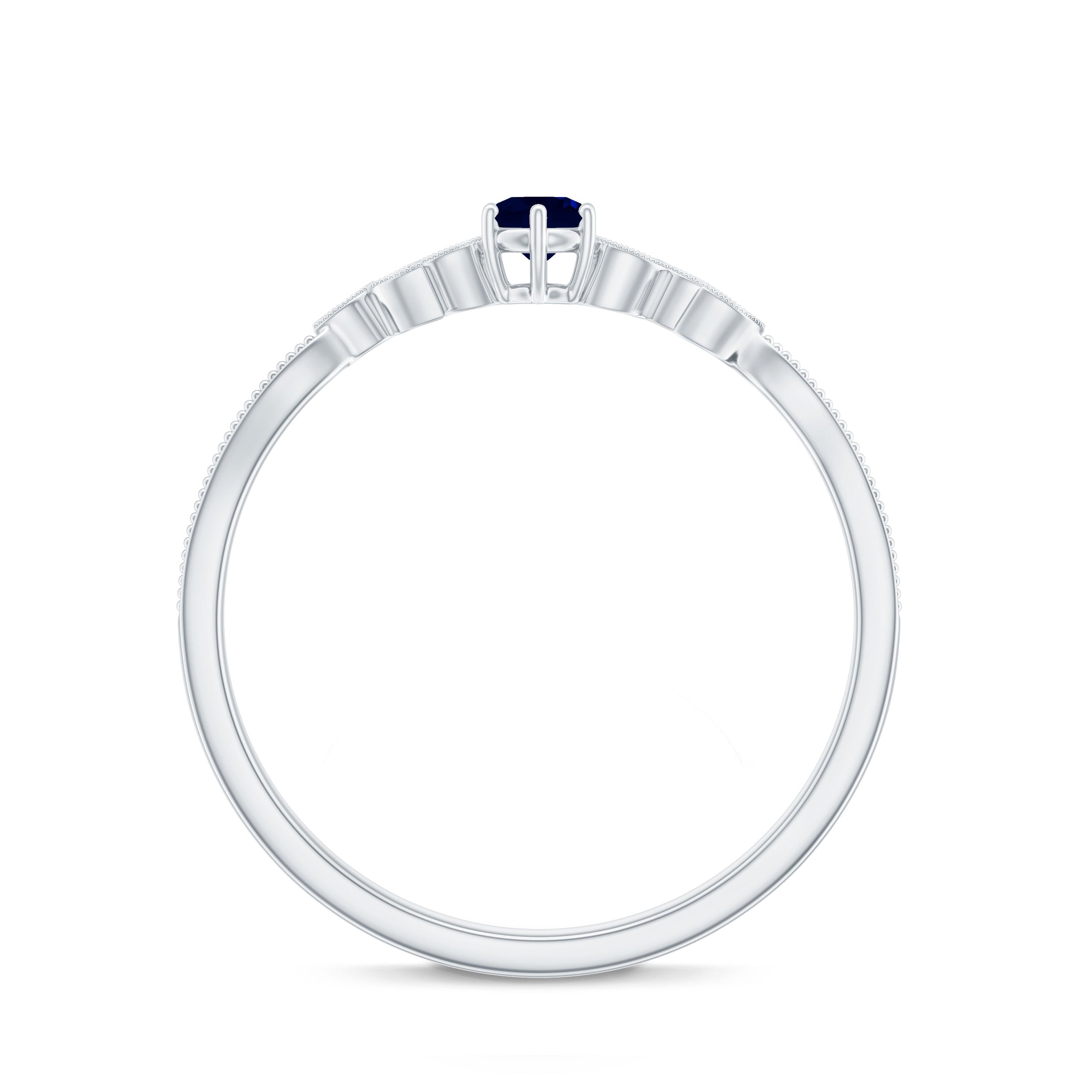 Rosec Jewels-Real Blue Sapphire and Diamond Leaf Inspired Promise Ring