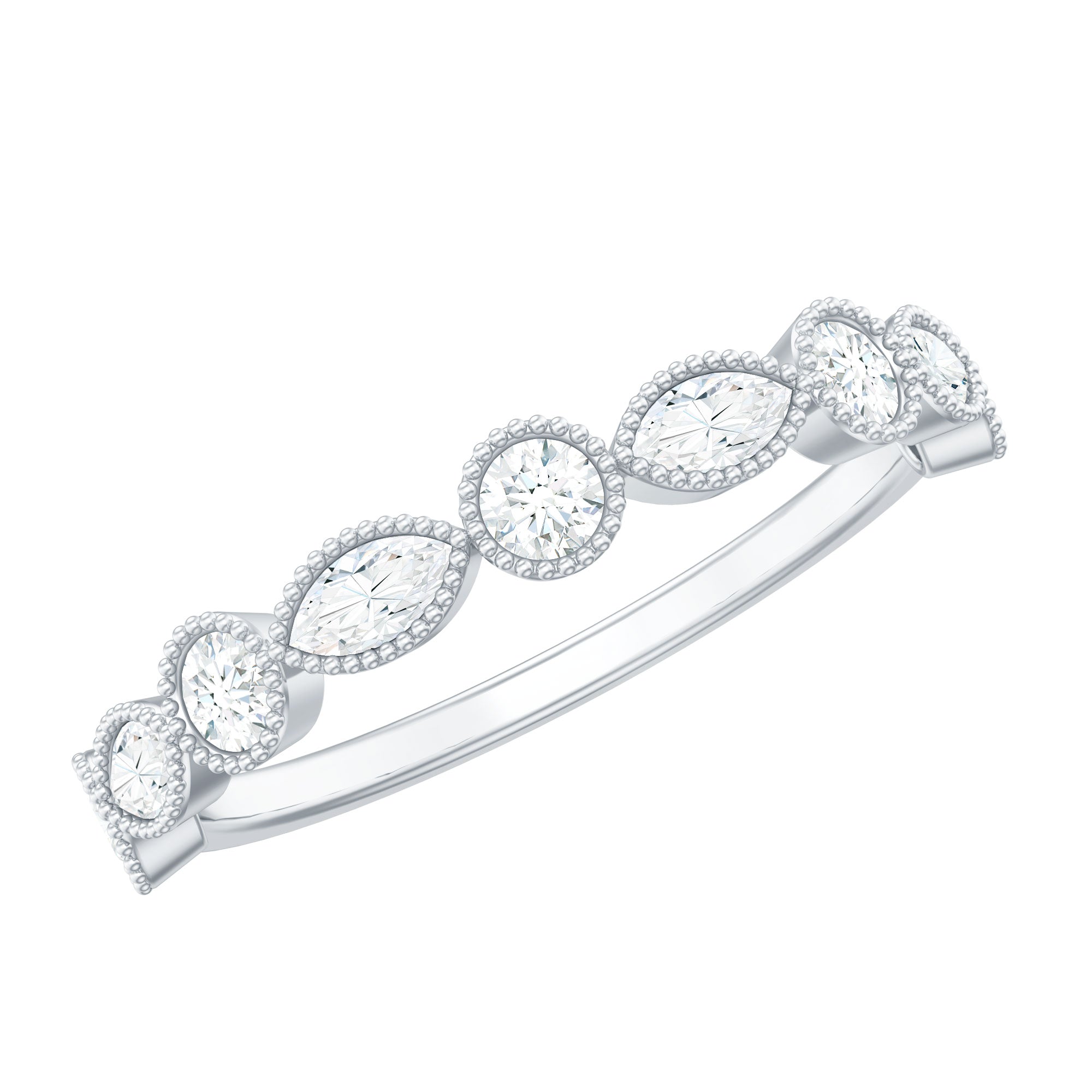 Certified Bezel Set Moissanite Eternity Band Ring D-VS1 - Rosec Jewels