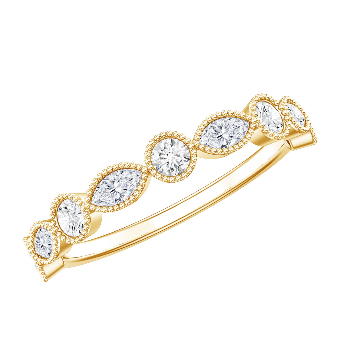 Certified Bezel Set Moissanite Eternity Band Ring D-VS1 - Rosec Jewels